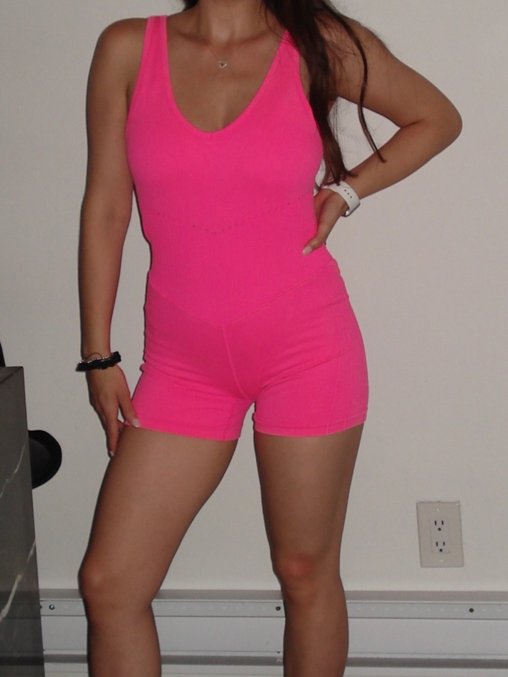 Bright Hot Pink workout Romper